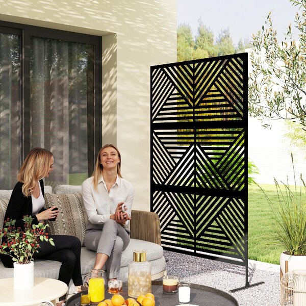 VivaGarden Separ Divisorio da Esterno Decorativo e Traliccio per Rampicanti 122x45x198 cm colore Nero