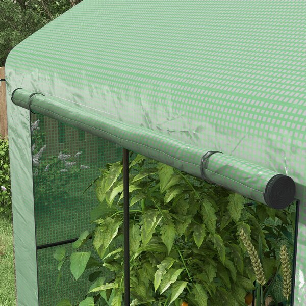 VivaGarden Serra a Casetta a 2 Sezioni con Porta e Finestre Avvolgibili in Acciaio e PE 200x140x200 cm colore Verde - 0GNAM305