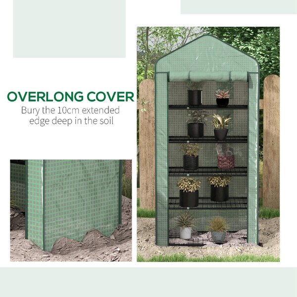 VivaGarden Serra a Casetta a 5 Livelli con Ingresso Avvolgibile in Acciaio e Polietilene 90x49x193 cm colore Verde - 0GNAM293