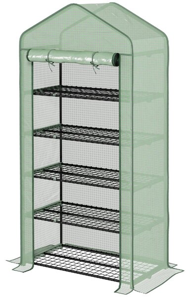 VivaGarden Serra a Casetta a 5 Livelli con Ingresso Avvolgibile in Acciaio e Polietilene 90x49x193 cm colore Verde - 0GNAM293