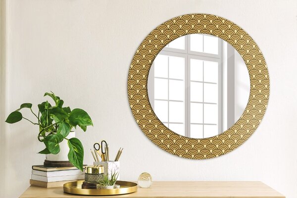 Specchio rotondo cornice con stampa Deco vintage fi 50 cm