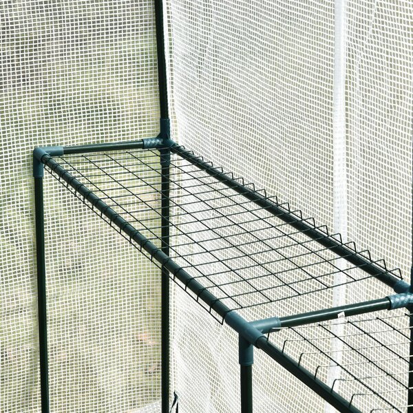 VivaGarden Serra a Casetta con Rivestimento in PE Porta a Cerniera e 4 Ripiani 186x120x190 cm colore Bianco - 01-84WE