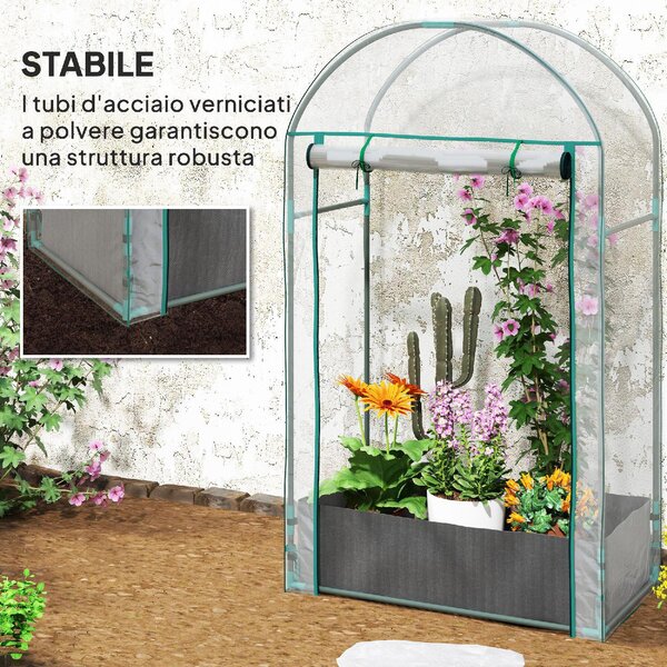 VivaGarden Serra a Parete con Sacco per Piante e Ingresso Avvolgibile in Acciaio e Plastica 89x50x152 cm colore Trasparente - U6210CR