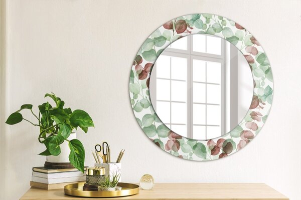 Specchio rotondo cornice con stampa Eucalipto fi 50 cm