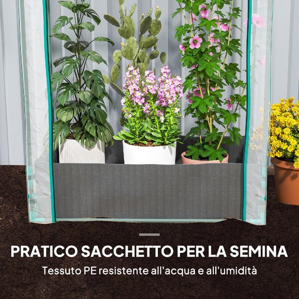 VivaGarden Serra a Parete con Sacco per Piante e Ingresso Avvolgibile in Acciaio e Plastica 89x50x152 cm colore Trasparente - U6210CR