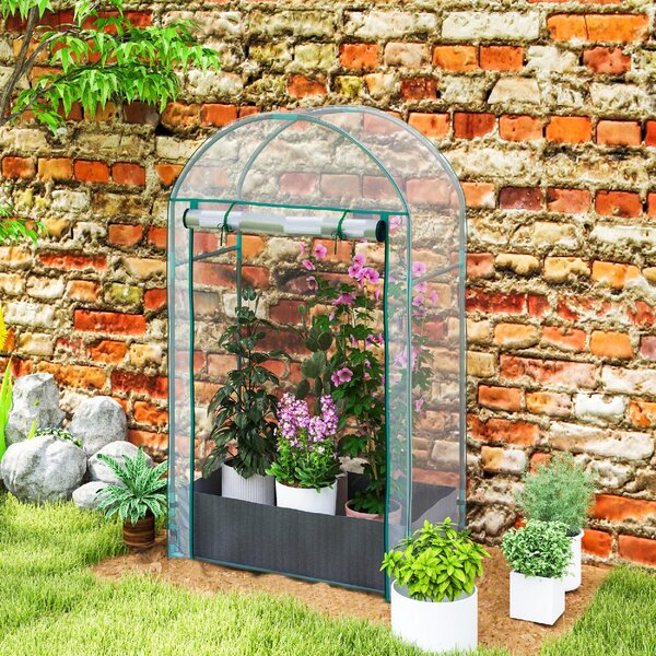 VivaGarden Serra a Parete con Sacco per Piante e Ingresso Avvolgibile in Acciaio e Plastica 89x50x152 cm colore Trasparente - U6210CR