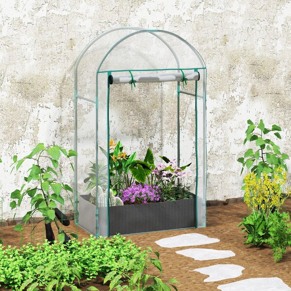 VivaGarden Serra a Parete con Sacco per Piante e Ingresso Avvolgibile in Acciaio e Plastica 89x50x152 cm colore Trasparente - U6210CR