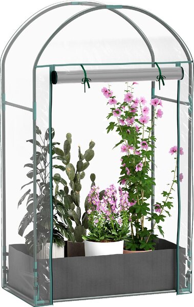 VivaGarden Serra a Parete con Sacco per Piante e Ingresso Avvolgibile in Acciaio e Plastica 89x50x152 cm colore Trasparente - U6210CR