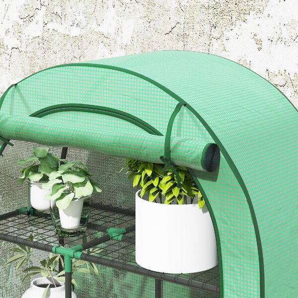 VivaGarden Serra a Parete a 4 Livelli con Porta a Cerniera in Acciaio e PE 100x45x160 cm colore Verde - U6250GN