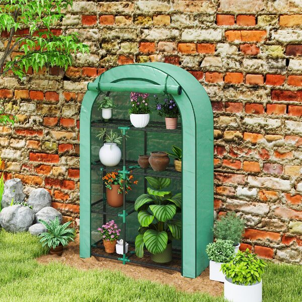 VivaGarden Serra a Parete a 4 Livelli con Porta a Cerniera in Acciaio e PE 100x45x160 cm colore Verde - U6250GN