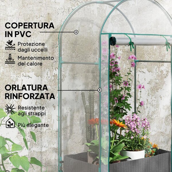 VivaGarden Serra a Parete con Sacco per Piante e Ingresso Avvolgibile in Acciaio e Plastica 89x50x152 cm colore Trasparente - U6210CR
