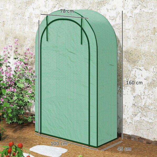VivaGarden Serra a Parete a 4 Livelli con Porta a Cerniera in Acciaio e PE 100x45x160 cm colore Verde - U6250GN