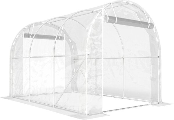 VivaGarden Serra a Tunnel 2x3x2 m con Porte Avvolgibili Telaio in Acciaio e Copertura in PE Anti-UV colore Trasparente