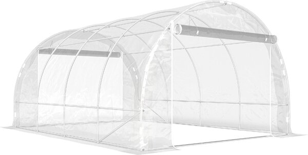 VivaGarden Serra a Tunnel 3x4x2 m con Porte Avvolgibili Telaio in Acciaio e Copertura in PE Anti-UV colore Trasparente