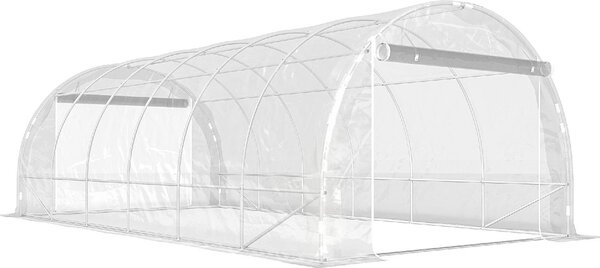 VivaGarden Serra a Tunnel 3x6x2 m con Porte Avvolgibili Telaio in Acciaio e Copertura in PE Anti-UV colore Trasparente