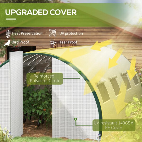 VivaGarden Serra a Tunnel 6x3 m con 2 Ingressi e 8 Finestre in PE Poliestere e Acciaio Zincato colore Bianco/Verde - 0WTAM463