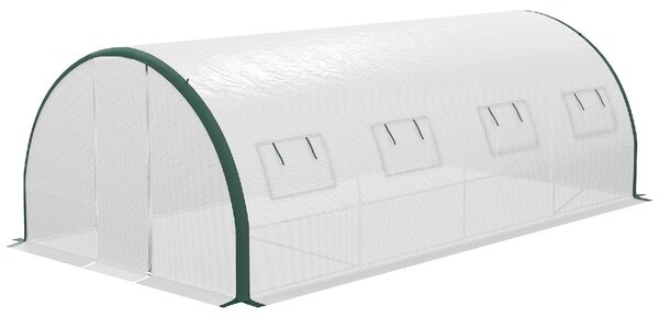 VivaGarden Serra a Tunnel 6x3 m con 2 Ingressi e 8 Finestre in PE Poliestere e Acciaio Zincato colore Bianco/Verde - 0WTAM463