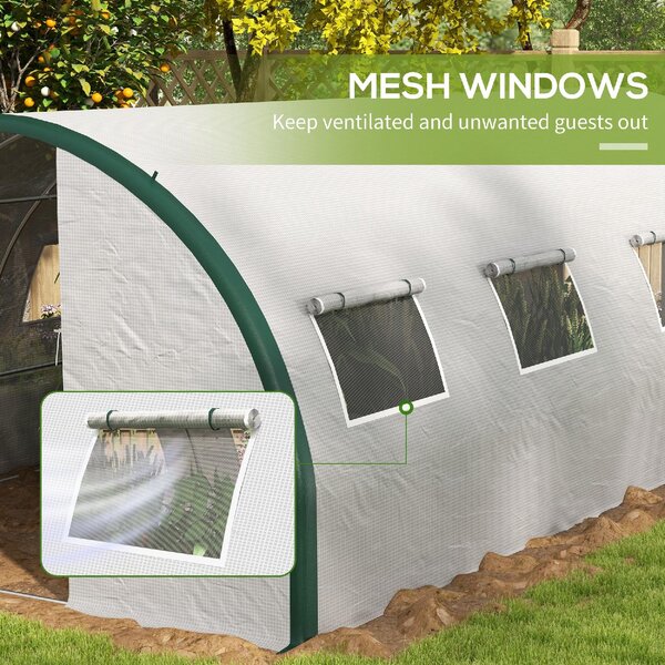 VivaGarden Serra a Tunnel 6x3 m con 2 Ingressi e 8 Finestre in PE Poliestere e Acciaio Zincato colore Bianco/Verde - 0WTAM463