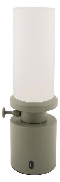 Lampada da tavolo dimmerabile a LED kaki con paralume in metallo/con paralume in vetro (altezza 29,5 cm) Camp - Leitmotiv
