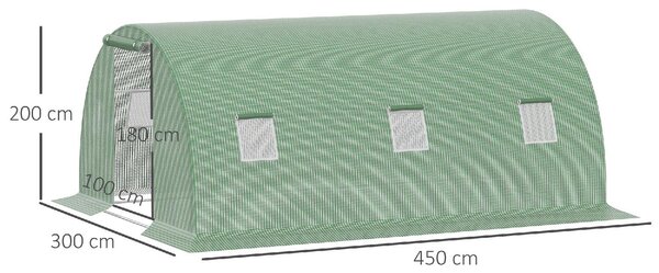 Brugel Serra a Tunnel da Esterno con Copertura in PE Porta con Cerniera e 6 Finestre Verde - 619V01845