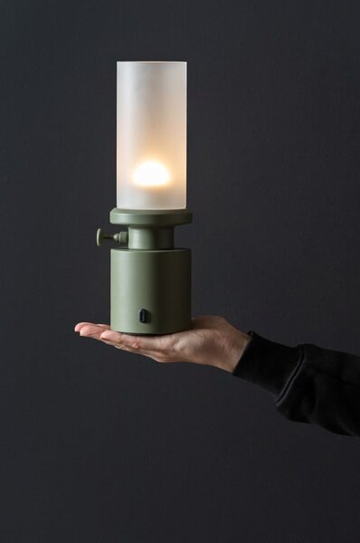 Lampada da tavolo dimmerabile a LED kaki con paralume in metallo/con paralume in vetro (altezza 29,5 cm) Camp - Leitmotiv