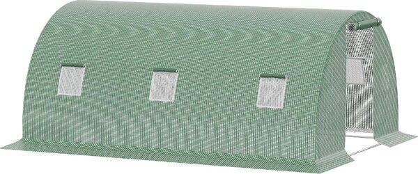 Brugel Serra a Tunnel da Esterno con Copertura in PE Porta con Cerniera e 6 Finestre Verde - 619V01845
