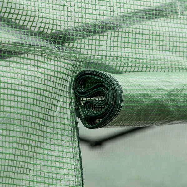 Brugel Serra a Tunnel da Esterno con Copertura in PE Porta con Cerniera e 6 Finestre Verde - 619V01845