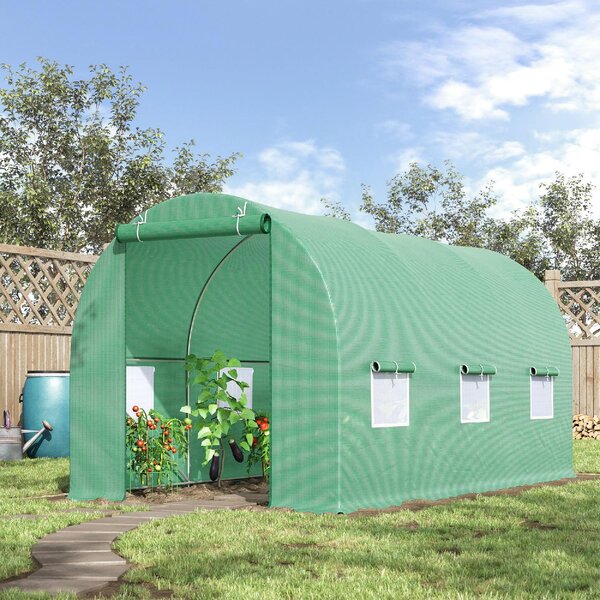 VivaGarden Serra a Tunnel da Giardino 4.5x2x2 mt con Tetto Arrotondato in PE e Metallo colore Verde - A233016AO82