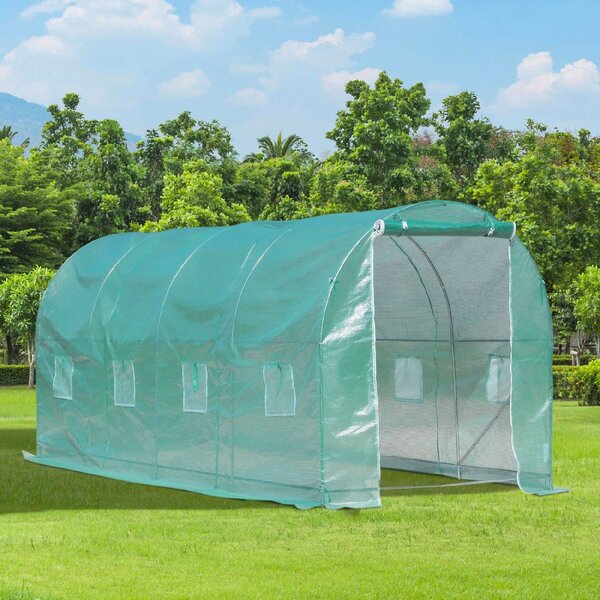VivaGarden Serra a Tunnel da Giardino Struttura In Acciaio con 8 Finestre Verde 500x200x210 cm - 845DD5V0D