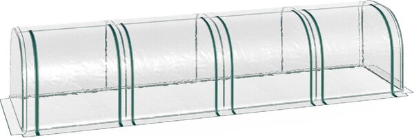 VivaGarden Serra a Tunnel in Acciaio e PVC Impermeabile e Anti UV con 4 Porte a Cerniera 395x100x80 cm