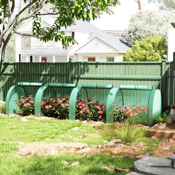 VivaGarden Serra a Tunnel in Acciaio e Plastica Impermeabile Anti UV con 4 Porte 395x100x80 cm colore Verde - GNZ514