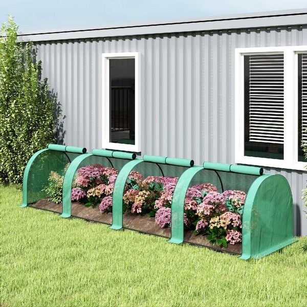 VivaGarden Serra a Tunnel in Acciaio e Plastica Impermeabile Anti UV con 4 Porte 395x100x80 cm colore Verde - GNZ514