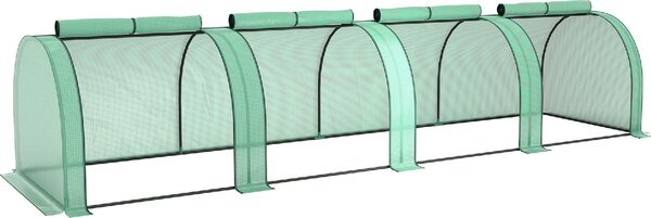 VivaGarden Serra a Tunnel in Acciaio e Plastica Impermeabile Anti UV con 4 Porte 395x100x80 cm colore Verde - GNZ514
