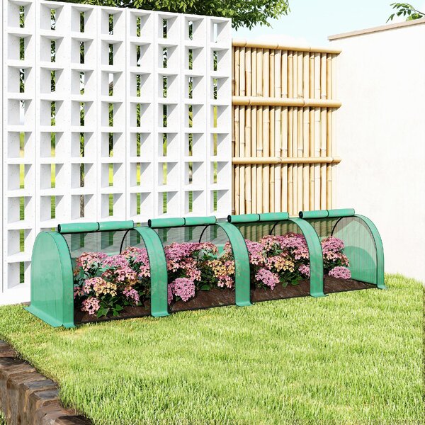 VivaGarden Serra a Tunnel in Acciaio e Plastica Impermeabile Anti UV con 4 Porte 395x100x80 cm colore Verde - GNZ514