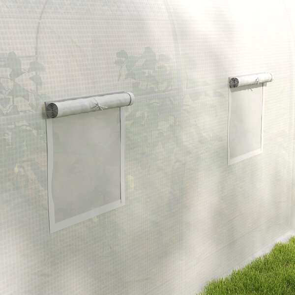 VivaGarden Serra a Tunnel per Giardino con 6 Finestre e Porta a Rullo in Acciaio e PE 3.5x3x2m colore Bianco - 417J707
