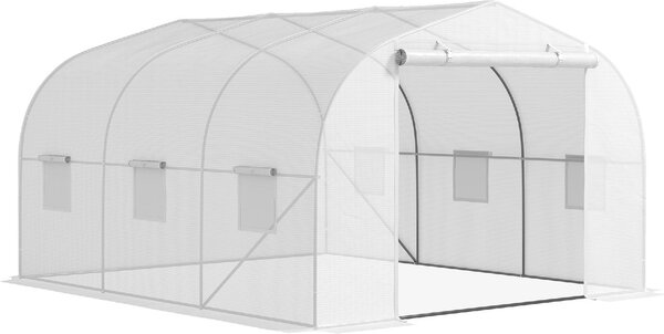 VivaGarden Serra a Tunnel per Giardino con 6 Finestre e Porta a Rullo in Acciaio e PE 3.5x3x2m colore Bianco - 417J707