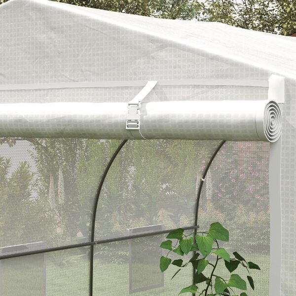 VivaGarden Serra a Tunnel per Giardino con 6 Finestre e Porta a Rullo in Acciaio e PE 3.5x3x2m colore Bianco - 417J707