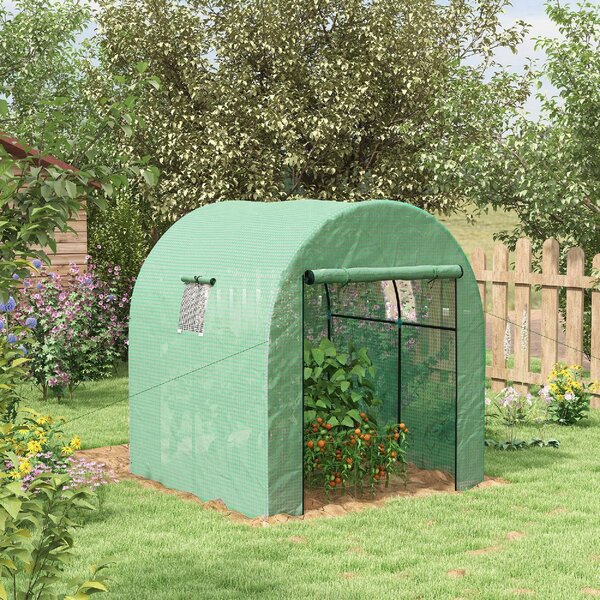 VivaGarden Serra a Tunnel per Orto 1.8x1.8x2m in Acciaio e PE Anti UV con Porte Avvolgibili e Finestre colore Verde - 0GNAM348