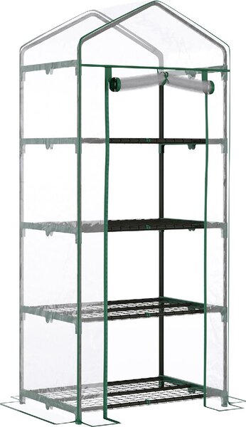 Brugel Serra da Balcone Compatta con 4 Ripiani e Copertura in PVC Trasparente 70x50x160cm