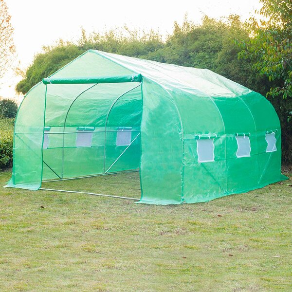 VivaGarden Serra da Giardino 3.5x3x2 mt Serra con Tetto a Spiovente In Pe Per Piante Verde - 845015