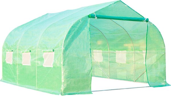 VivaGarden Serra da Giardino 3.5x3x2 mt Serra con Tetto a Spiovente In Pe Per Piante Verde - 845015