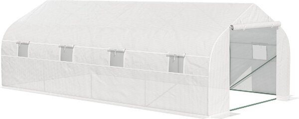 VivaGarden Serra da Giardino 6x3x2 mt con Tetto a Spiovente, 8 Finestre e Porta Avvolgibile in Acciaio e PP colore Bianco - 830VGWT
