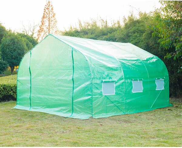 VivaGarden Serra da Giardino 3.5x3x2 mt Serra con Tetto a Spiovente In Pe Per Piante Verde - 845015