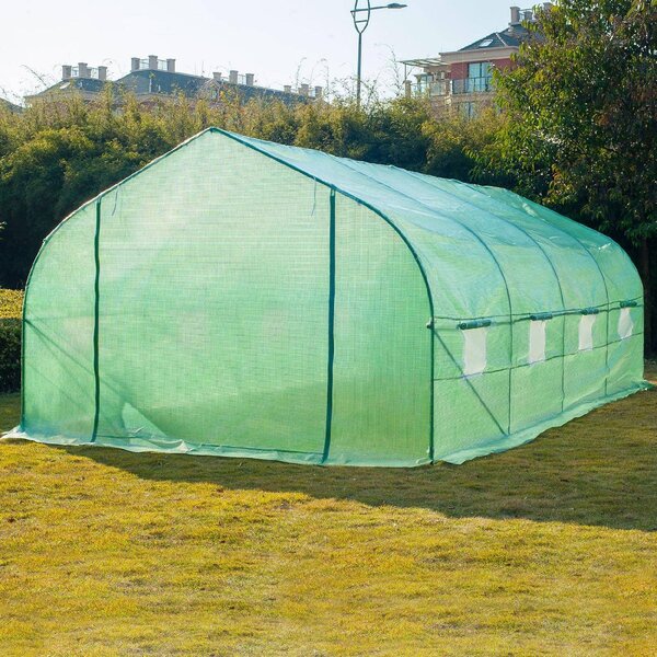 VivaGarden Serra da Giardino 6x3x2 mt con Tetto a Spiovente, 8 Finestre e Porta Avvolgibile in Acciaio e PP colore Verde - 861VG11