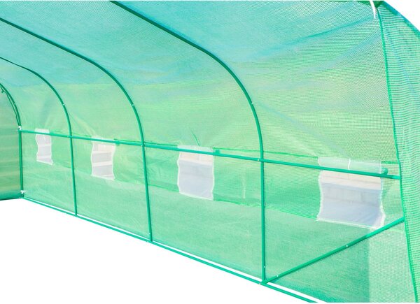 VivaGarden Serra da Giardino 6x3x2 mt con Tetto a Spiovente, 8 Finestre e Porta Avvolgibile in Acciaio e PP colore Verde - 861VG11