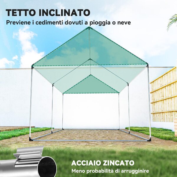 VivaGarden Serra da Giardino a Tunnel 2x3x2 m con Porte e Finestre Avvolgibili e Tetto a Punta in Acciaio e PE colore Verde