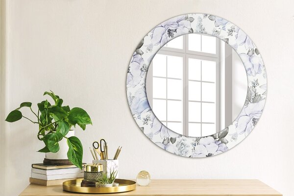 Specchio rotondo cornice con stampa Rose blu fi 50 cm