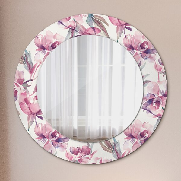 Specchio rotondo cornice con stampa Fiori peonies fi 50 cm
