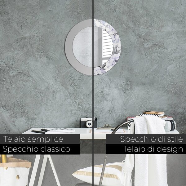 Specchio rotondo cornice con stampa Rose blu fi 50 cm