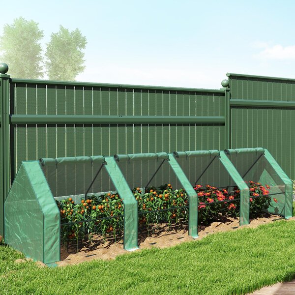 VivaGarden Serra da Giardino a Tunnel 4 Porte Arrotolabili con Copertura Allungata in Acciaio e PE 360x90x90 cm colore Verde